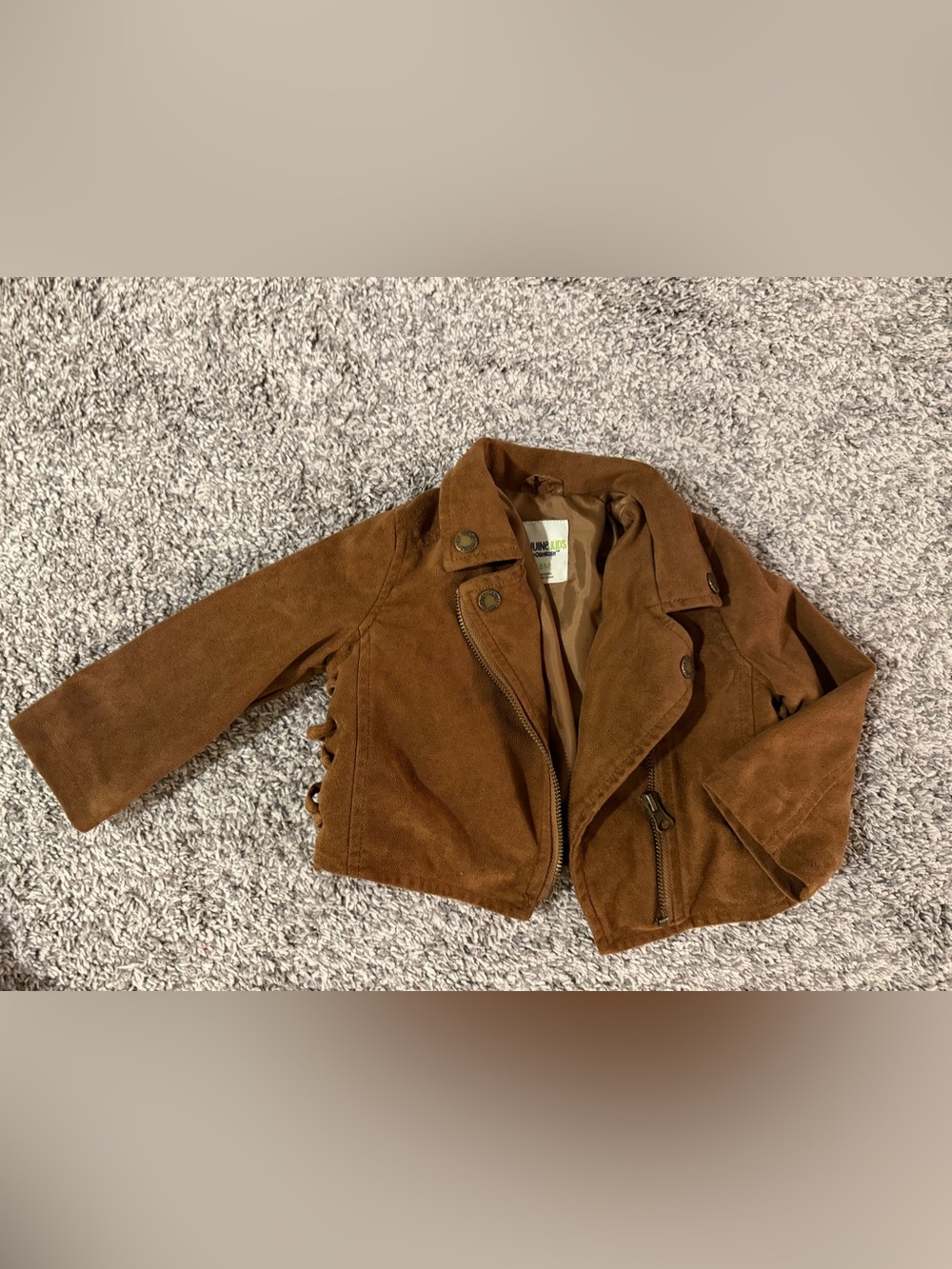 OshKosh B'gosh Chestnut Brown Faux Suede Moto Jacket for Kids